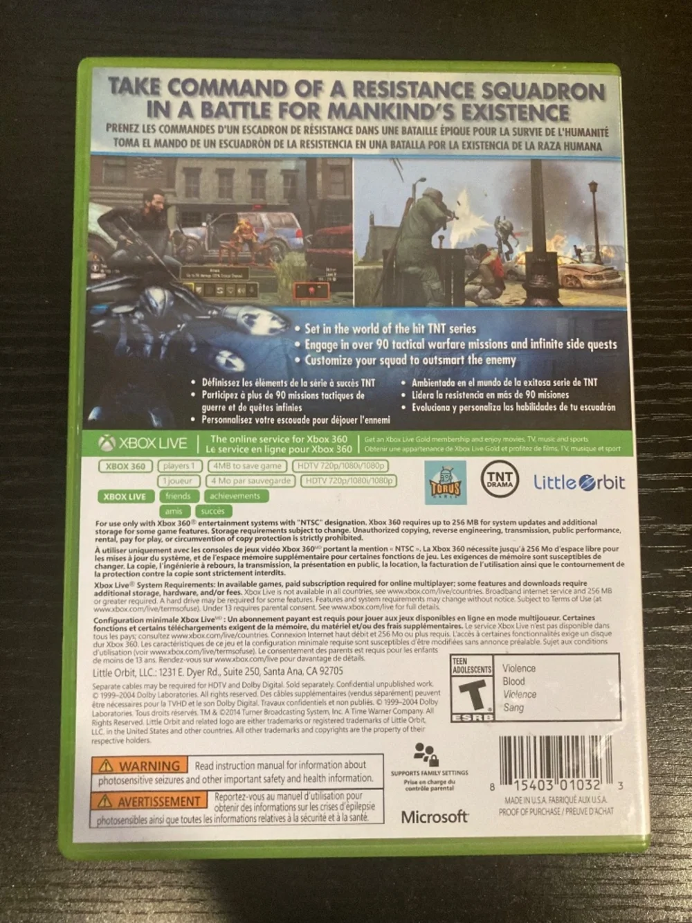 Falling Skies: The Game (Microsoft Xbox 360, 2014)